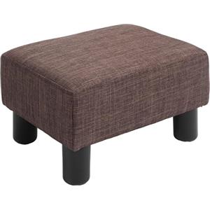 HOMCOM Pouf Poggiapiedi Imbottito in Tessuto di Lino e Plastica, Ottomana Rettangolare con Seduta Imbottita, per Soggiorno e Camera da Letto, 40x30x24 cm, Marrone Scuro