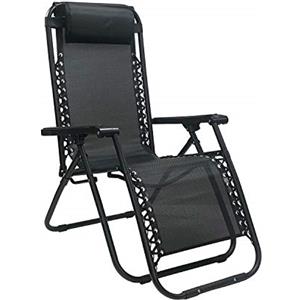 Totò Piccinni Sedia Gravity gravità Zero Sdraio da Giardino Poltrona Relax Pieghevole Salvaspazio Tubolari Acciaio 24mm Reclinabile Tessuto in Textilene, Mare Spiaggia Piscina Arredo Esterno (Nero)