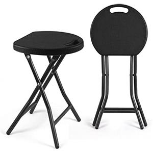 RFIVER Sedia Pieghevole per Soggiorno Sgabelli in Metallo e Plastica Capacità 136 kg Set di 2 Nero CH1001