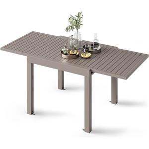 Devoko Tavolo da giardino allungabile, 80/160 X 80 X 75 Cm, En Aluminium Tavolo allungabile, Mobilier de jardin extérieur pour balcons et terrasses, Allungabile fino a 160 cm，Giallo marrone