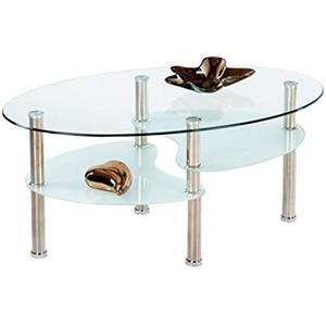 AVANTI TRENDSTORE - Willi- Tavolino da soggiorno con piastra in vetro in ottica sabbiata, piedi in acciaio inossidabile. Dimensioni LAP 90x44x55 cm (Rotondo, Metallo/Vetro, 90x44x55 cm)