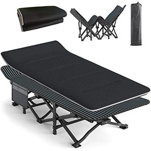 ATORPOK SHOP Lettino da Campeggio per Adulti con Cuscino, Letto Pieghevole Portatile per Dormire, Lettino da Tenda Leggero con Borsa da Trasporto per Bambini, Caricabile Fino a 200 kg