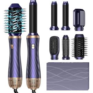 UMIGA 6 in 1 Spazzola ad Aria per Capelli con Spazzola Asciugacapelli, Spazzola Termica per Capelli, Arricciacapelli ad Aria, Spazzola Lisciante per Capelli, Airstyler Hairstyler Air Styler Set, Blu/Oro