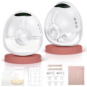 Lulia Tiralatte Elettrico Indossabile, 4 Modalità e 9 Livelli, Forte Aspirazione, Confortevole e Indolore, Senza BPA, Portatile Tira Latte Neonati Elettrico con Flange 17/19/21/24MM