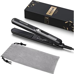 Wavytalk Mini Piastra per Capelli da Viaggio Portatile per Capelli Corti, Piastra Riscaldante in Ceramica, Nero