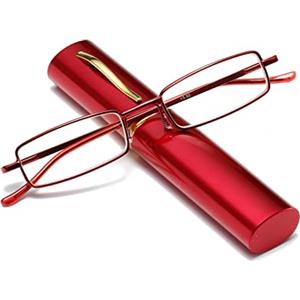 Hubeye Occhiale da lettura metallo Ultrasottile con la Cerniela a molla da Uomo e Donna Anti luce blu con la Custodia Clip Portatile 2.50