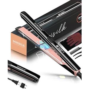 DORISILK Piastra per Capelli Professionale ad Alta Temperatura 500ºF, Piastra in Ceramica a Riscaldamento Rapido in 30s, 2 in 1 Lisciante e Arricciacapelli, Piastra al Plasma per Capelli Senza Crespo