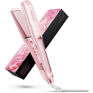 Dekuri piastra capelli, piastra larga 42 mm, piastra per capelli in ceramica a base d'acqua senza attrito per capelli lisci e setosi, piastra capelli professionale per donne, 120°C-230°C, Rosa