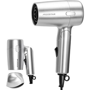 Aigostar Asciugacapelli da Viaggio con Manico Pieghevole 2 Impostazione di Velocità e Calore, Potenza da 1200W e un Cavo da 1.8M. Protezione con Spegnimento Automatico dal Surriscaldamento-Gale