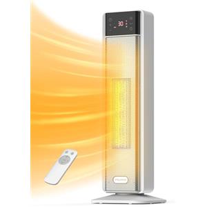 PELONIS Stufetta Elettrica 2000W, Termoventilatore Basso Consumo con Telecomando, ECO Riscaldatore con Termostato, PTC 3 Modalità, 75° Oscillazione, Timer 24 Ore, Protezione da surriscaldamento e ribaltamento