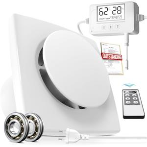 BUMSOU Aspiratore Bagno 100mm, Estrattore Aria con Sensore di Umidità Temperatura e Timer, Ventola Aspirazione Bagno con Telecomando, 34dB 130m³/h Silenzioso Potente Ventilatore Bagno Cucina Cantina