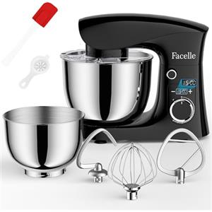 Facelle Impastatrice Planetaria Offerta 1500W, Facelle 5,5L & 4,5L Robot da Cucina Multifunzione, 10+P Impastatrice a Spirale Professionale con Gancio per Impastare, Frusta Piatta, Frusta, Bassa Rumorosità