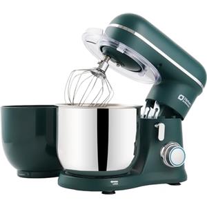 Kitchen in the box Impastatrice Planetaria, 2 Ciotole 3.5L Piccolo Impastatrice Professionale, 10 Velocità Leggero con Uncino Impastatore, Mescolatore, Frusta Sbattitric (Verde Scuro)