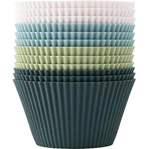 Lesipee Stampi per cupcake, stampi in silicone standard, per muffin, 4 colori, set da 12 pezzi, riutilizzabili senza BPA, per torte e budini (set da 12)