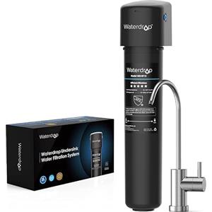 Waterdrop 15UB Filtro Acqua Sistema con Rubinetto Dedicato Goccia, Depuratore Acqua Domestico per 60K Litri, Certificato da NSF/ANSI 42, Rimuove di Piombo, Cloro, Cattivo