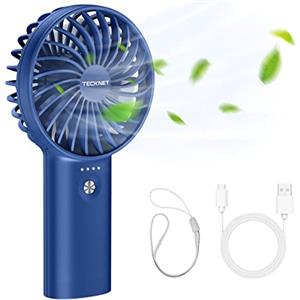 TECKNET Ventilatore Portatile con Powerbank da 5200mAh, Mini Ventilatore USB Ricaricabile [30 Ore di Lavoro], 3 Velocità Regolabili Ventilatore Batteria a Mano per Viaggio/Ufficio/Esterno