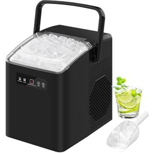 WOLTU Macchina per Ghiaccio in Cubetti, Produzione Automatica 8 Cubetti/6-8 min, 12 kg/24 h, Distributore con Maniglia di Trasporto, Sistema Autopulente, Nero