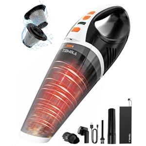 TEMOLA Aspirapolvere Auto, Aspirabriciole Con Motore Senza Spazzole, Mini Aspirapolvere Auto Potente 15000PA, Aspirabriciole Senza Fili Con Design A 2 Velocità Con LED, Per La Pulizia Della Dell'Auto