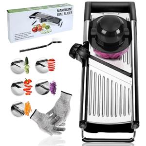 Masthome Mandolina per Verdure Professionale, Masthome Mandolina Regolabile in Acciaio Inox per Julienne e Fette Sottili, Mandolina Cucina Affetta Verdure Manuale per Patate Cipolle Carote