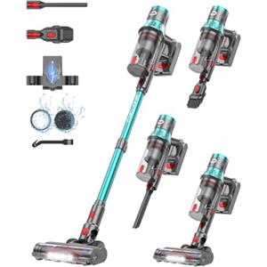 Dsoope YU7 Aspirapolvere senza Fili 47KPa/580W/70Min, Scopa Elettrica senza Fili Potente con LED Touchscreen Intelligente, Design Sta in Piedi da Solo Aspi per Peli Animali Pavimenti Tappeti