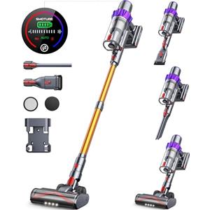 SMOTURE 450W/40Kpa Aspirapolvere Senza Fili Potente con Autoportante, Scopa Elettrica Senza Fili, 55 Minuti e Modalità Automatica, LED Touchscreen Anti-avvolgimentoper Pavimenti Tappeti Peli di Animalili