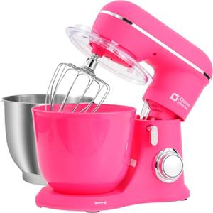 Kitchen in the box Impastatrice Planetaria，2 Ciotole 4.5 L+5 L Impastatrice Professionale, 10 Velocità con Uncino impastatore, Mescolatore, Frusta sbattitric, 1300W (Rosa Scuro)