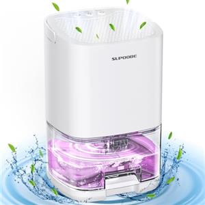 SUPOOBE Deumidificatore Casa Muffa,Deumidificatore Portatile Bagno 1100ML Silenzioso/Luci LED 7 colori/Spegnimento Automatico,Per la Casa,Bagno,Cabina Armadio,Auto