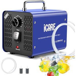 ICARE Generatore di Ozono per Acqua e Aria 45000mg/h, Purificatore d'Aria Deodorante per 300㎡, Ozonizzatore Industriale O3 per Auto, Bagni, Fumo, Animali Domestici, Odori, Pulisci Frutta, Verdura e Carne