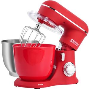 Kitchen in the box Impastatrice Planetaria，2 Ciotole 4,5 L+5 L Impastatrice Professionale, 10 Velocità con Uncino Impastatore, Mescolatore, Frusta Sbattitric, 1300W (Rosso)
