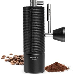 TIMEMORE Chestnut C3s MAX, macinacaffè manuale, aggiornamento del corpo interamente in metallo integrato, macinacaffè manuale con impugnatura pieghevole, per espresso e stampa francese, nero