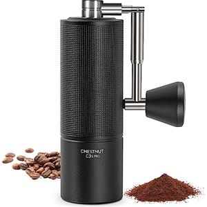 TIMEMORE Chestnut C3s PRO, macinacaffè manuale, aggiornamento del corpo interamente in metallo integrato, macinacaffè manuale con impugnatura pieghevole, per espresso e stampa francese, nero
