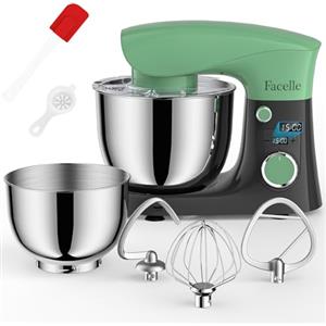 Facelle Impastatrice Planetaria Offerta 1500W, Facelle 5,5L & 4,5L Robot da Cucina Multifunzione, 10+P Impastatrice a Spirale Professionale con Gancio per Impastare, Frusta Piatta, Frusta, Bassa Rumorosità