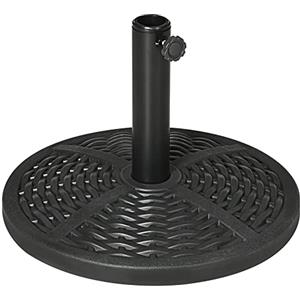 Outsunny Base per Ombrellone da Giardino Rotonda Effetto Rattan Ø45cm, Basamento con Peso da 9.5kg, Nero