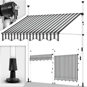 tillvex Tenda da Sole a Bracci con Manovella 400cm | Protezione per Il Balcone, Regolabile, Senza Forare, a Manovella | Tenda Resistente per Esterno ai Raggi UV e Regolabile in Altezza