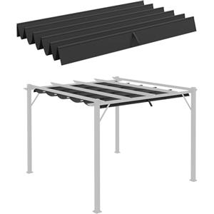 Outsunny Tetto per Gazebo Pergola con 10 Fori di Drenaggio, Telo di Ricambio per Gazebo in Poliestere Traspirante per Pergola da Giardino da 3x3 m, Grigio Scuro