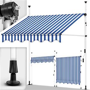 tillvex Tenda da Sole a Bracci con Manovella 400cm | Protezione per Il Balcone, Regolabile, Senza Forare, a Manovella | Tenda Resistente per Esterno ai Raggi UV e Regolabile in Altezza