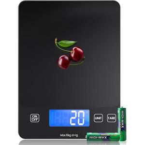 izeyu 【 Acciaio Inox & 15KG】 Bilancia Cucina Digitale, Elettronica Bilancia da Cucina,Alta Precisione 1g/0.1oz Bilancia Alimenti, Professionale con Funzione Tare, Batterie Incluse (food scale) (Nero)