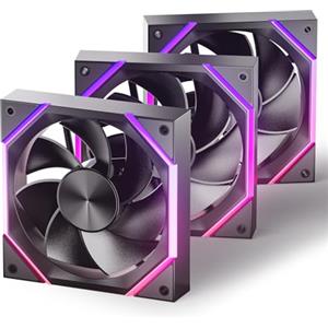 AsiaHorse Nyota Ventola per PC RGB da 120 mm Reverse, 3 pezzi [HDB] 2000 RPM/61.5 CFM/2,16 MMH2O ARGB Ventola 5 V3 PIN ARGB e 12 V4 PIN PWM, durata 50,000 ore