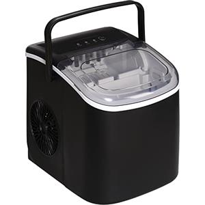 HOMCOM Macchina del Ghiaccio da 9 Cubetti in 6-12 Minuti in PP e Rame con Cestello e Paletta, 23.8x30.5x29 cm, Nero