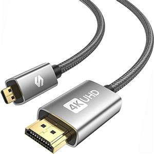 Silkland Cavo Micro HDMI to HDMI 2M, 4K@60Hz, Cavo Micro HDMI Supporta Ethernet, 3D, HDR e ARC, Micro HDMI to HDMI Compatibile con GoPro Hero 9/8/7/6/5, Raspberry Pi 5/4, Sony Camera A6300 A6400