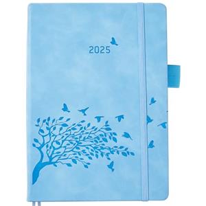 YHH Agenda 2025 Giornaliera A5 Un Giorno per Pagina, Divisori Mensili, Pagine di Nota, Portapenne, Tasca, Elastica, Copertina Rigida, Diario 25 per Scuola Famiglia Lavoro, Gennaio a Dicembre, 12 Mesi