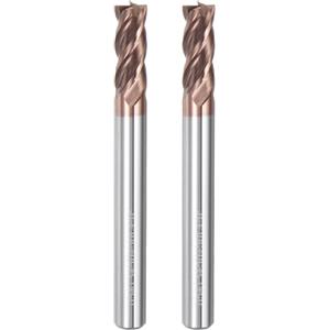 QUARKZMAN 2pz 5mm Dia 5mm Gambo Fresa a Punta Quadrata 4 Scanalature HRC55 Punte per Router CNC Rivestite in Carburo AlTiN Strumenti Taglierina per Fresatura Fine CNC, Nero