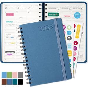 Haiane Agenda 2025 A5, Agenda Settimanale 2025 Con Copertina Rigida in Pelle PU, Agenda Giornaliera Con Carta Da 100g/m, Agende Planner 2025 Adatto per Uffici, Scuole, Organizzatori (Blu Scuro)