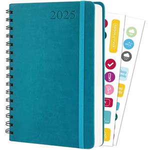 Haiane Agenda 2025 A5, Agenda Settimanale 2025 Con Copertina Rigida in Pelle PU, Agenda Giornaliera Con Carta Da 100g/m, Agende Planner 2025 Adatto per Uffici, Scuole, Organizzatori (Blu)