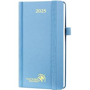 POPRUN Agenda Settimanale 2025 Piccola 16,5 x 9 cm, Copertina Rigida, Planner 2025 Tascabile con Nastro Segnalibro, Carta Spessa da 80 GSM, Blu Foschia