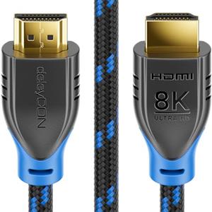 deleyCON 1m 8K Cavo HDMI 2.1 (48G, ULTRA Highspeed) 8K@60Hz 4K@120Hz 2K@144Hz/165Hz EARC HDCP 2.3/2.2 - Compatibile con Xbox DTS:X HDR Dinamico Dolby Atmos TV PS5 Soundbar Monitor - Nero