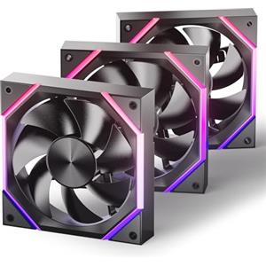 AsiaHorse Nyota Ventola per PC RGB da 120 mm, 3 pezzi [HDB] 2000 RPM/61.5 CFM/2,16 MMH2O ARGB Ventola 5 V3 PIN ARGB e 12 V4 PIN PWM, durata 50,000 ore