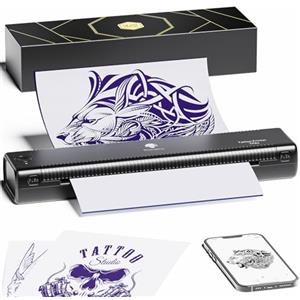 Phomemo TP81 Stampante per Stencil Tattoo, Stampante Termica Tattoo - Stampante per Tatuaggio Bluetooth Portatile A4 Compatibile con Smartphone ＆ PC con 10 Fogli di Carta da Stampante Tattoo