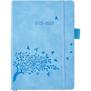 YHH Agenda 2025 2026 Giornaliera A5 Un Giorno per Pagina, Planner con Divisori Mensili & Nota, Portapenne & Tasca Copertina Rigida, Elastica, Diario per Scuola Famiglia Lavoro, Agosto25 a Luglio 26, Blu