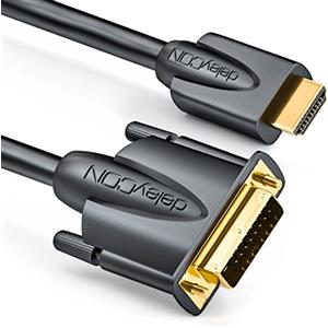 deleyCON 1m Cavo da HDMI a DVI - Connettore HDMI a Spina DVI 24+1-1080p Full HD HDTV 1920x1080 - Contatti Dorati - TV Beamer PC - Nero